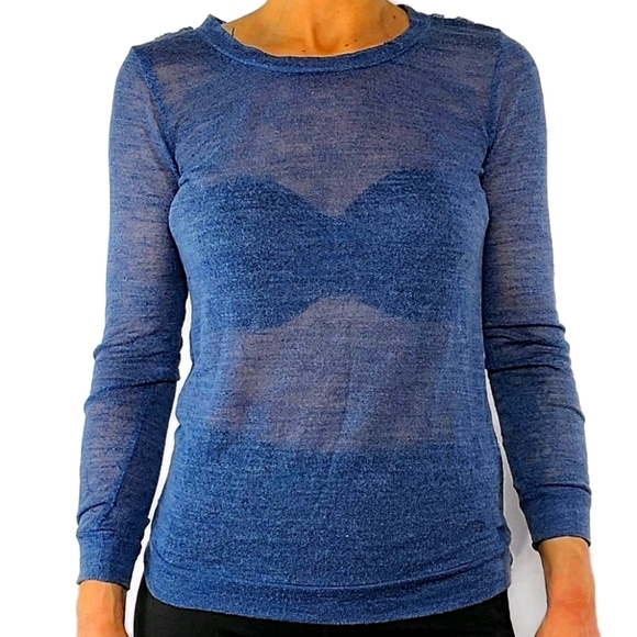 Romy Knit Back Crochet Top Size X Small Blue - Picture 5 of 5